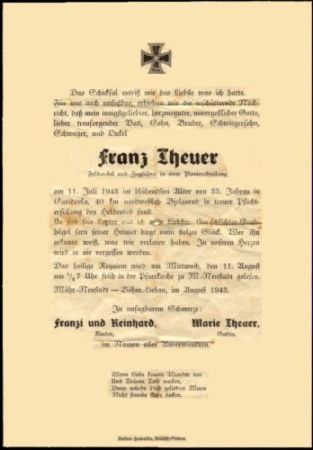 Onkel Franz gefallen im Krieg